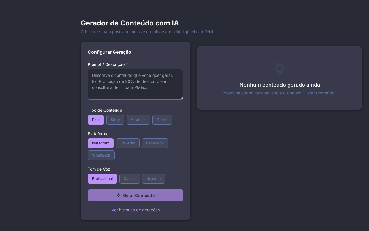 Gerador de Conteúdo IA